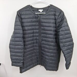 pure Jill Fit Black Zip Up Puffer Coat Down Filled XL Petite EUC